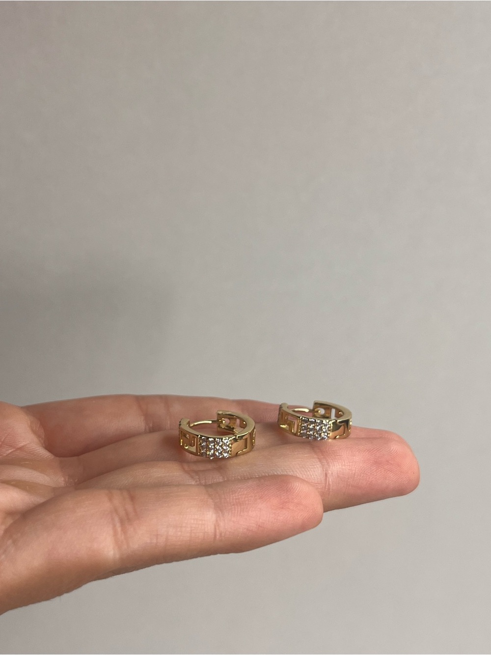Gold Tone Pavé Huggie Hoop Earrings - Women Jewelry